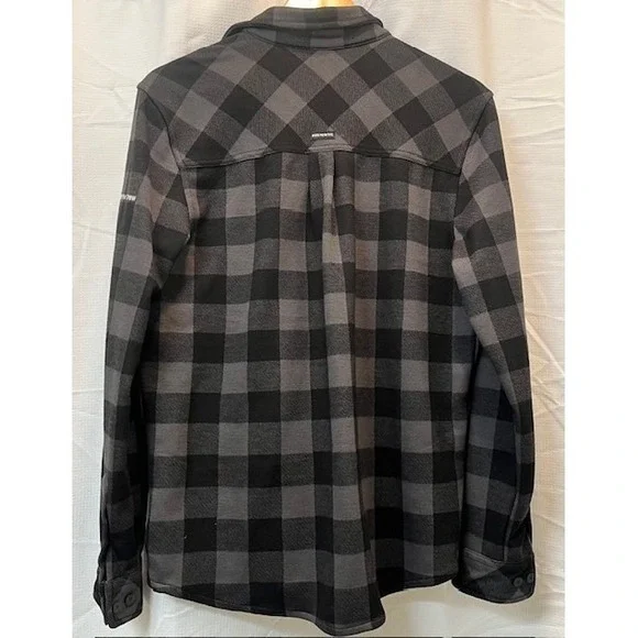 Born Primitive Flannel Shirt Mens SM Blk/Gre Woodsman Stretchy Plaid Long Sleeve - Picture 2 of 4